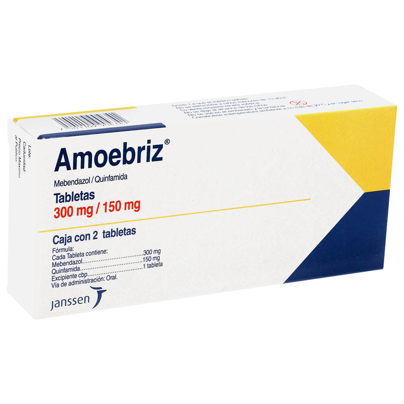 Amoebriz 300Mg/150Mg Con 2 Tabletas (Mebendazol/Quinfamida) - WeCare Pharma