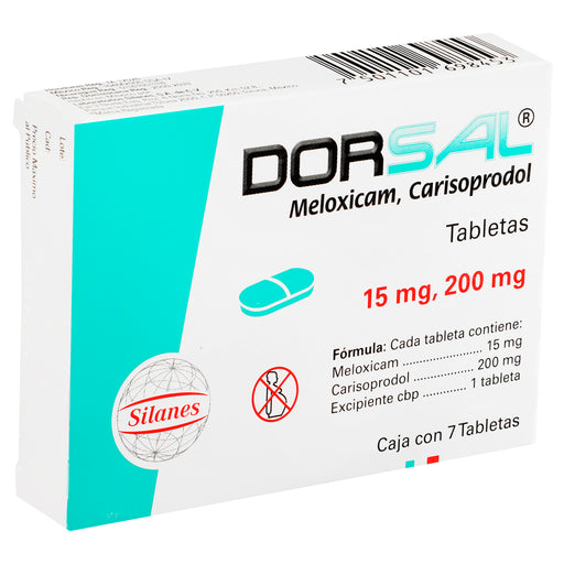 Dorsal 15Mg/200Mg Con 7 Tabletas (Meloxicam/Carisoprodol) 2 - 7501101698453