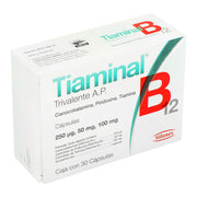 Tiaminal B12 250Mg/50Mg/100Mg Con 30 Capsulas (Cianocobalamina/Piridoxina/Tiamina) - WeCare Pharma