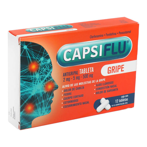 Capsiflu 2Mg/5Mg/500Mg Con 12 Tabletas (Paracetamol/Fenilefrina/Clorfenamina) - WeCare Pharma