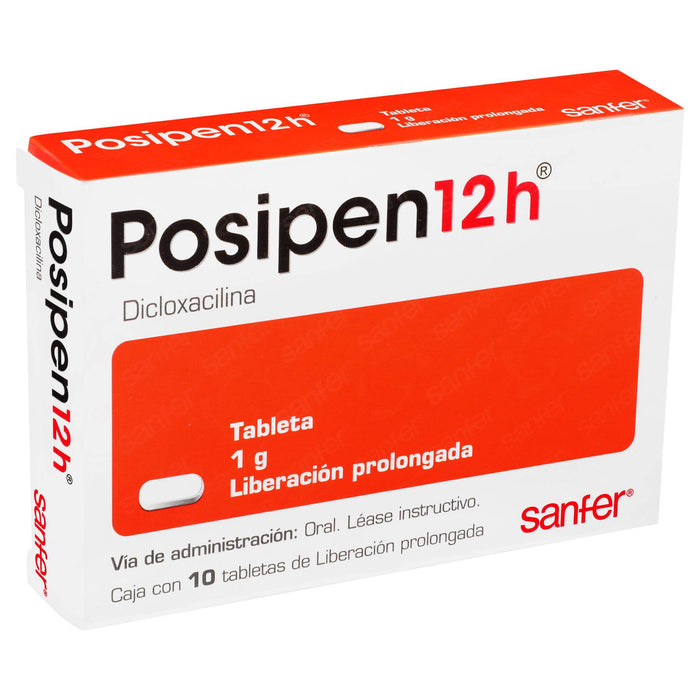 Posipen 12H 1G Con 10 Tabletas (Dicloxacilina) - WeCare Pharma
