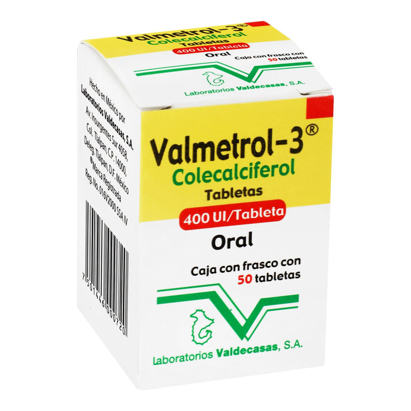 Valmetrol-3 400Unid Con 50 Tabletas (Colecalciferol) - WeCare Pharma