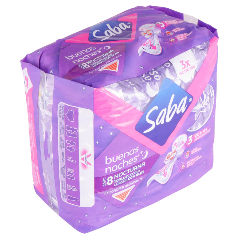 Toallas Saba Buenas Noches Nocturna Con Alas Con 8 - WeCare Pharma