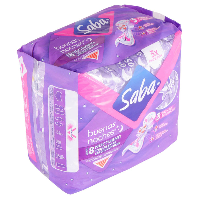 Toallas Saba Buenas Noches Nocturna Con Alas Con 8 - WeCare Pharma