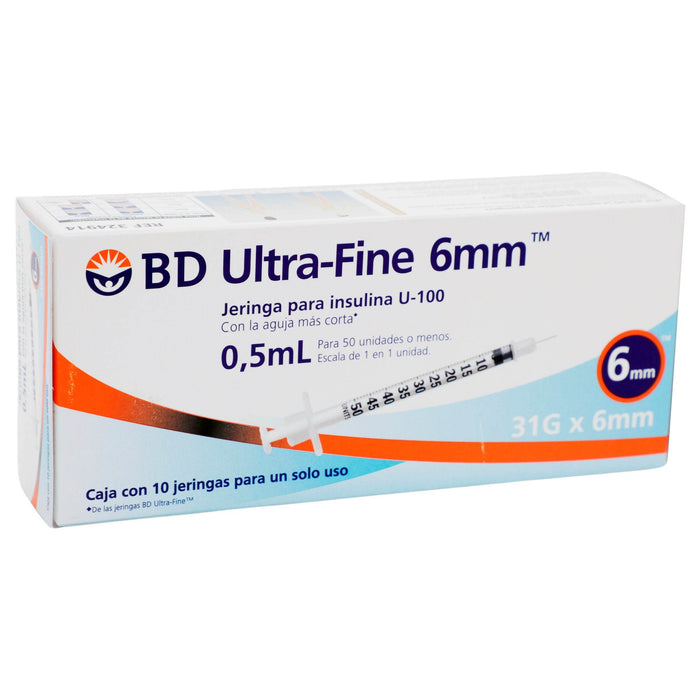 Jeringa Insulina Ultrafine Bd 0.5Ml 31Gx6Mm Con 10 - WeCare Pharma