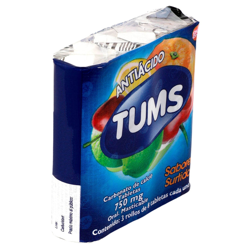 Tums Mast 750Mg 3Rollos Con 8 Tabletas (Carbonato De Calcio) - WeCare Pharma