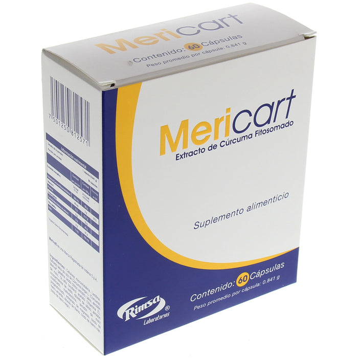 Mericart (Extracto De Curcuma Fitosomado) Capsula  0.748 Gramo Con 60 7501250812571 2