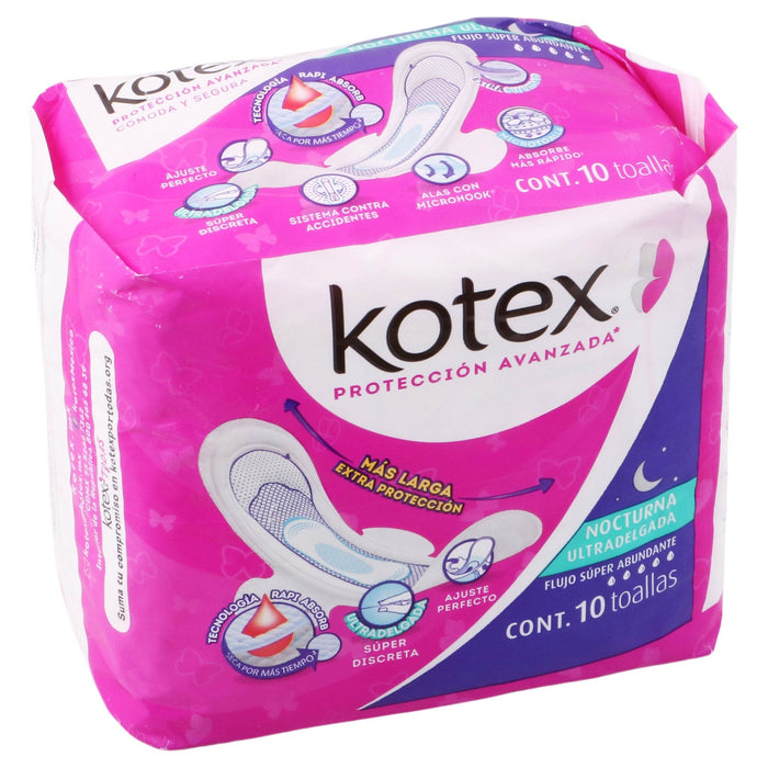Toallas Sanitarias Kotex Nocturna Ultra Delgada Con 10 - WeCare Pharma