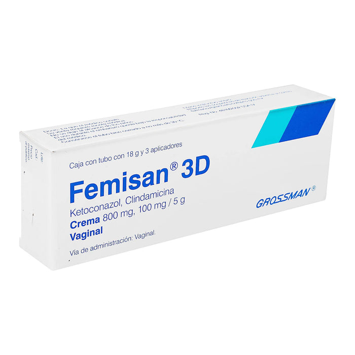 Femisan 3D Crema Vaginal 800Mg/100Mg/5G Y 3 Aplicadores 18G (Ketoconazol/Clindamicina) - WeCare Pharma