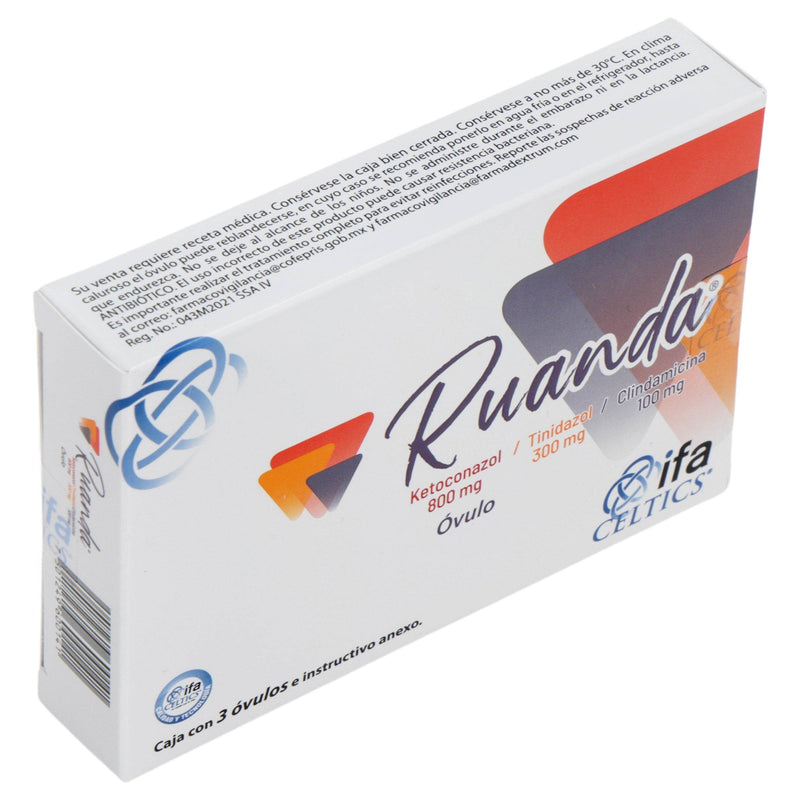 Ruanda (Ketoconazol/Tinidazol/Clindamicina) Ovulo 800/300/100Mg Con 3 - WeCare Pharma