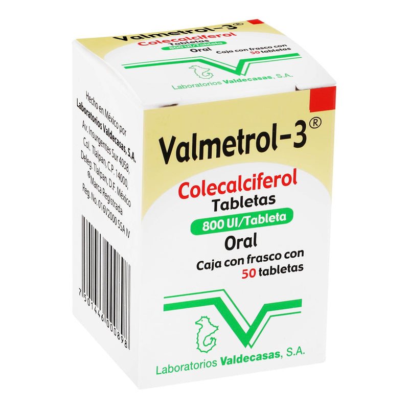 Valmetrol-3 800Unid Con 50 Tabletas (Colecalciferol) - WeCare Pharma