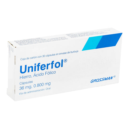 Uniferfol 36Mg/0.8Mg Con 30 Capsulas (Hierro/Acido Folico) - WeCare Pharma