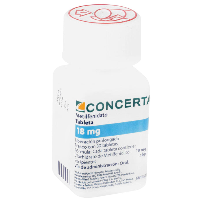 Concerta (Metilfenidato) Tabletas 18Mg Con 30 - WeCare Pharma