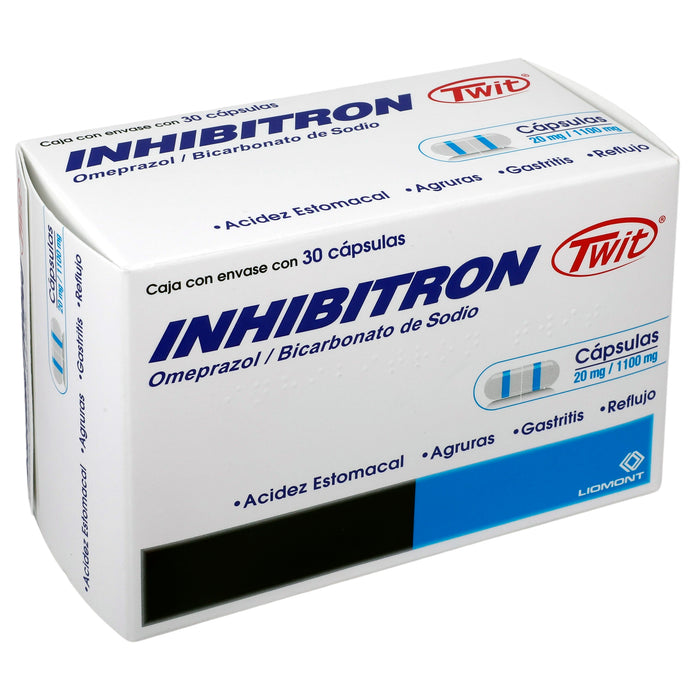 Inhibitron Twit 20Mg/1100Mg Con 30 Capsulas (Omeprazol/Bicarbonato De Sodio) 2 - 7501299305751