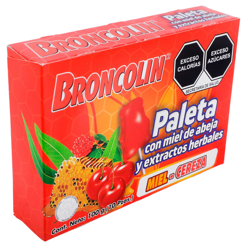 Broncolin Paleta 10G Con 10 Miel-Cereza (Miel Y Extractos Herbales) - WeCare Pharma