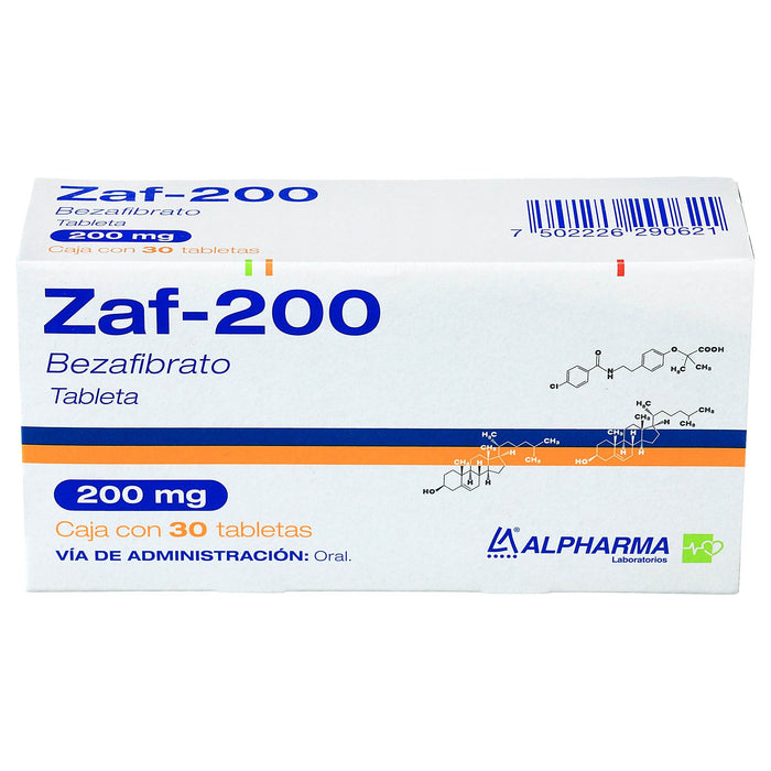 Zaf-200 (Bezafibrato) Tabletas 200Mg Con 30 - WeCare Pharma