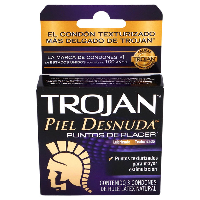Condón Trojan Piel Desnuda Puntos De Placer Con 3 - WeCare Pharma