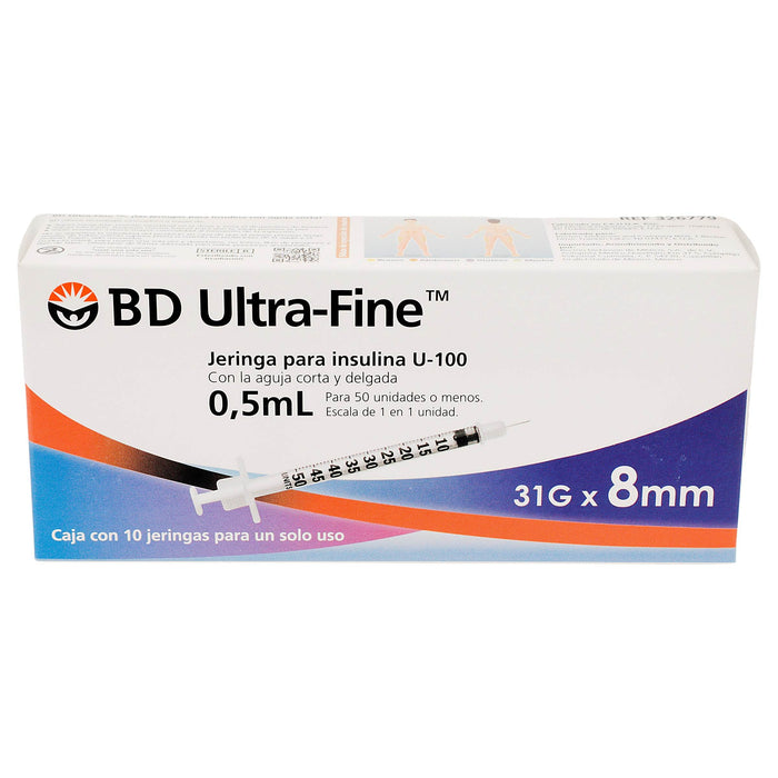 Jeringa Insulina Ultrafine Bd 0.5Ml 31Gx8Mm Con 10 - WeCare Pharma