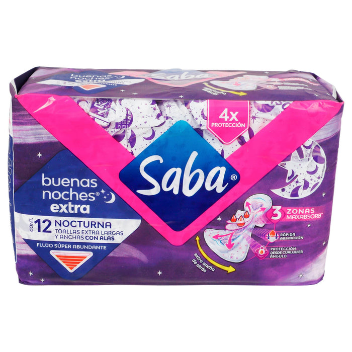 Toallas Saba Buenas Noches Extra Larga Con 12 - WeCare Pharma