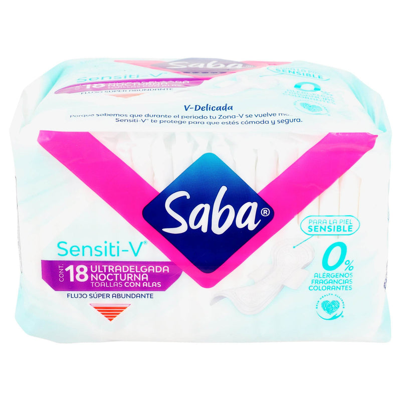 Toallas Saba Sensiti-V Nocturnas Con 18 - WeCare Pharma
