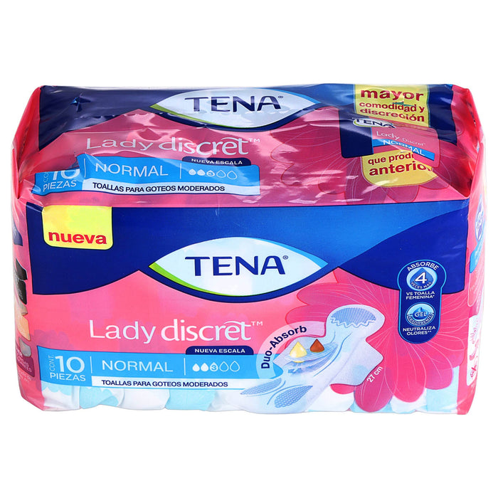 Toallas Para Incontinencia Tena Lady Discret Normal Con 10 - WeCare Pharma