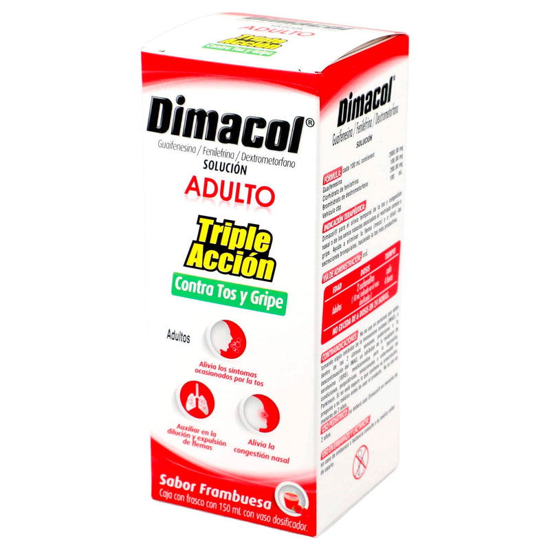 Dimacol Ad Solución 2G/100Mg/200Mg/100Ml 150Ml (Guaifesina/Fenilefrina/Dextrometorfano) - WeCare Pharma