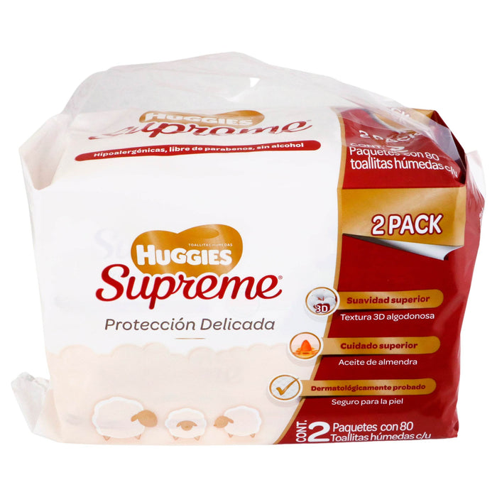 Toallitas Humedas Huggies Supreme 2 Pack Con 80 - WeCare Pharma