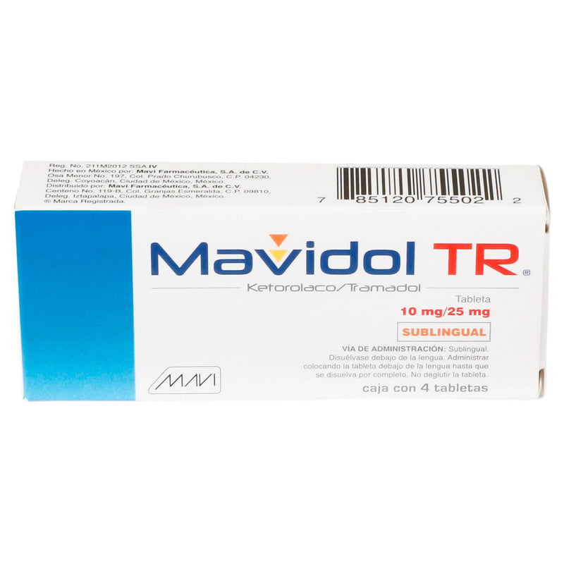 Mavidol Tr Sl 10/25Mg Con 4 Tabletas (Ketorolaco/Tramadol) - WeCare Pharma