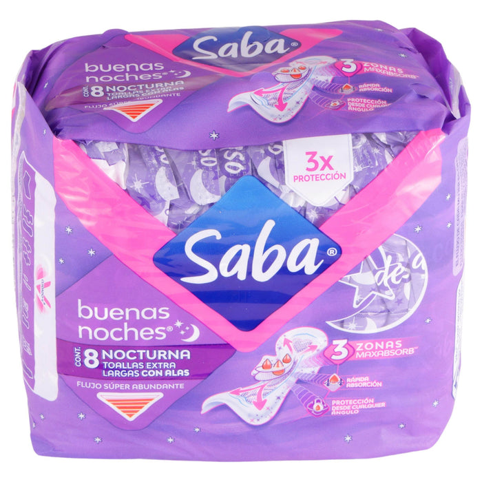 Toallas Saba Buenas Noches Nocturna Con Alas Con 8 - WeCare Pharma