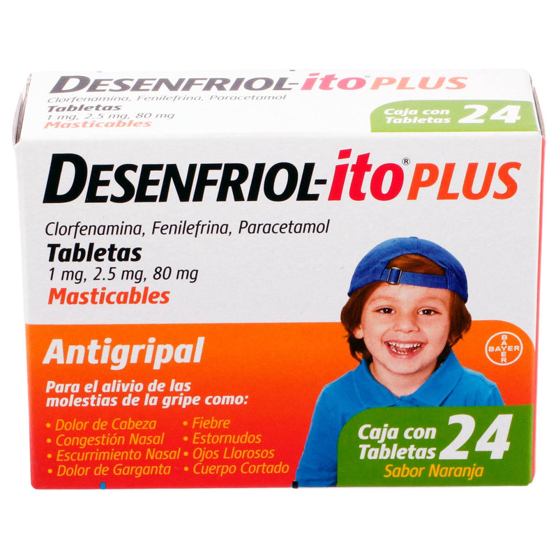 Desenfriol-Ito Plus 1Mg/2.5Mg/80Mg Con 24 Tabletas (Clorfenamina/Fenilefrina/Paracetamol) - WeCare Pharma