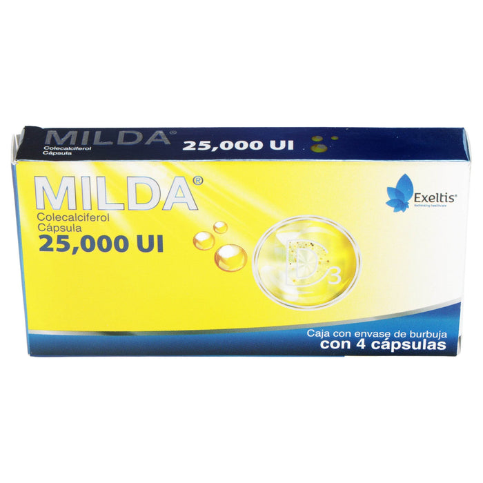 Milda 25000Unid Con 4 Capsulas (Colecalciferol) - WeCare Pharma
