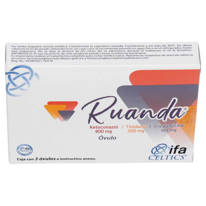 Ruanda (Ketoconazol/Tinidazol/Clindamicina) Ovulo 800/300/100Mg Con 3 - WeCare Pharma