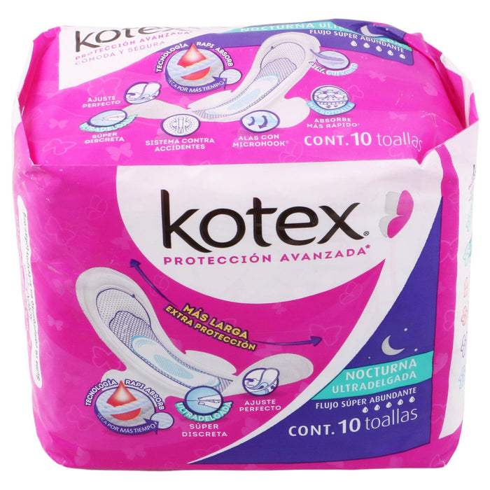 Toallas Sanitarias Kotex Nocturna Ultra Delgada Con 10 - WeCare Pharma