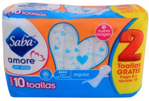 Toallas Saba Amore Regular Sin Alas Con 8 - WeCare Pharma