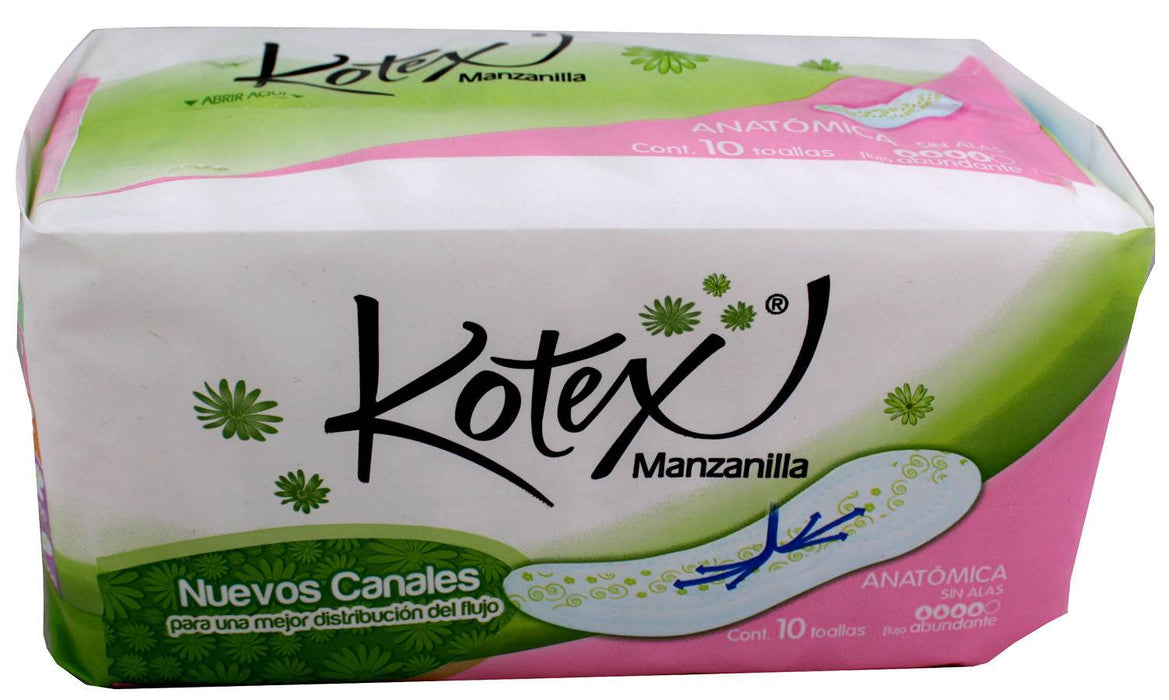 Toallas Kotex Manzanilla Sin Alas Con 10 - WeCare Pharma