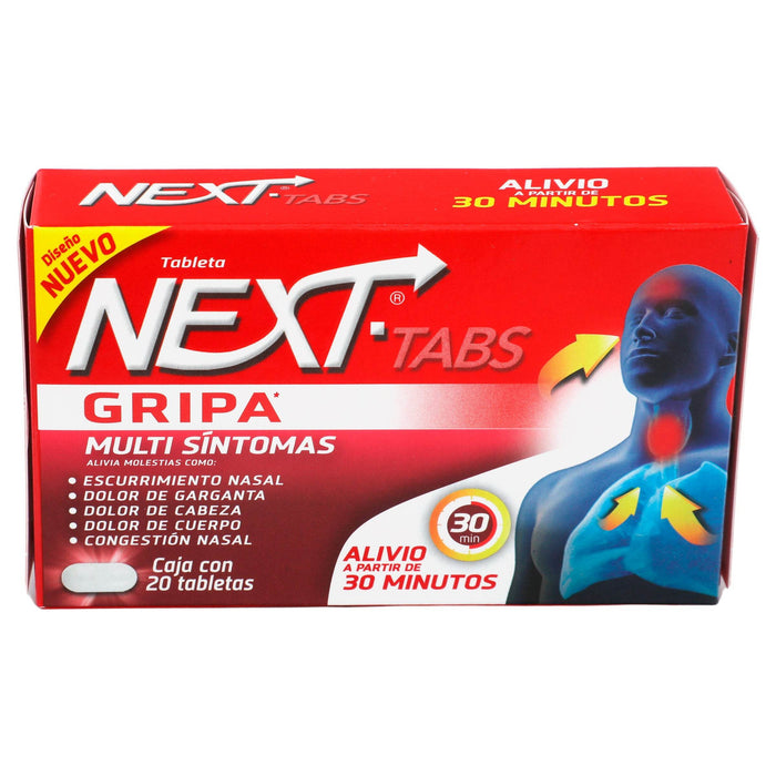 Next Tabletas 500Mg/25Mg/5Mg/4Mg Con 20 Tabletas (Paracetamol/Cafeina/Fenilefrina/Clorfenamina) - WeCare Pharma
