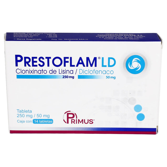 Prestoflam Ld 250Mg/50Mg Con 14 Tabletas (Clonixinato De Lisina/Diclofenaco) - WeCare Pharma