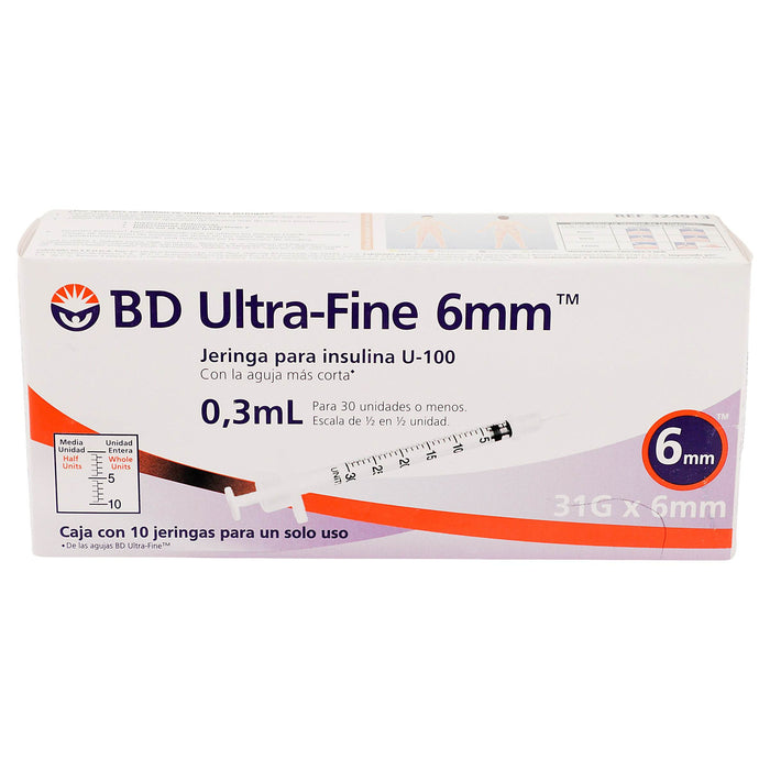 Jeringa Insulina Ultrafine Bd 3Ml 31Gx6Mm Con 10 - WeCare Pharma