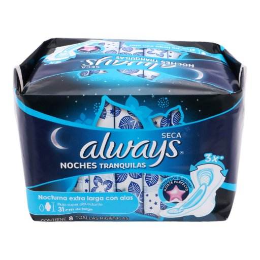 Toallas Always Noches Tranquilas Seda-Sec Con 8 - WeCare Pharma