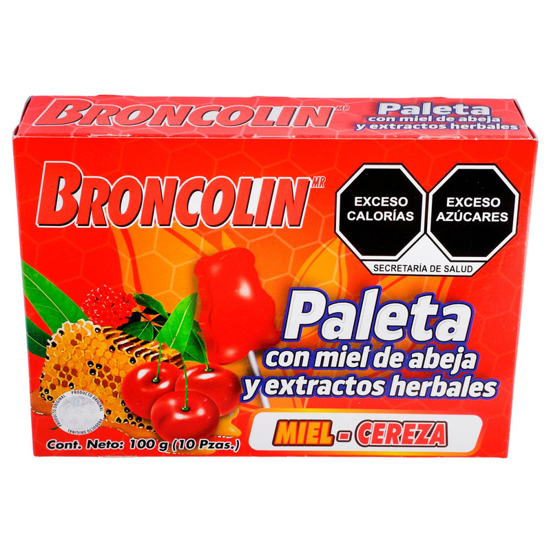 Broncolin Paleta 10G Con 10 Miel-Cereza (Miel Y Extractos Herbales) - WeCare Pharma