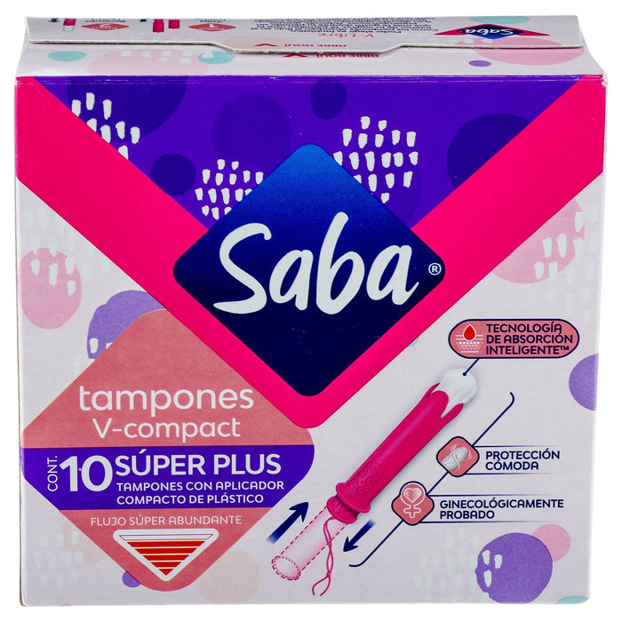 Tampones Saba Súper Plus V-Compacto Con 10 - WeCare Pharma