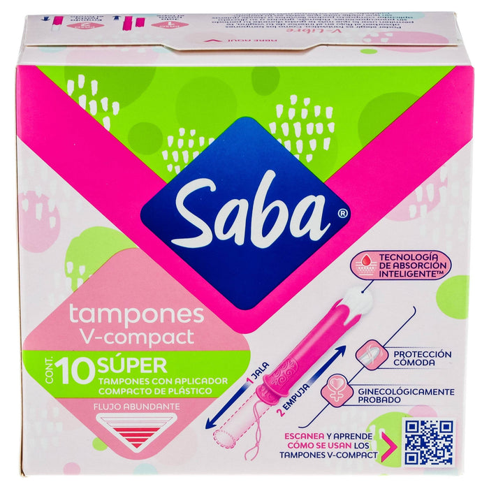 Tampones Saba Super V-Compacto Con 10 - WeCare Pharma