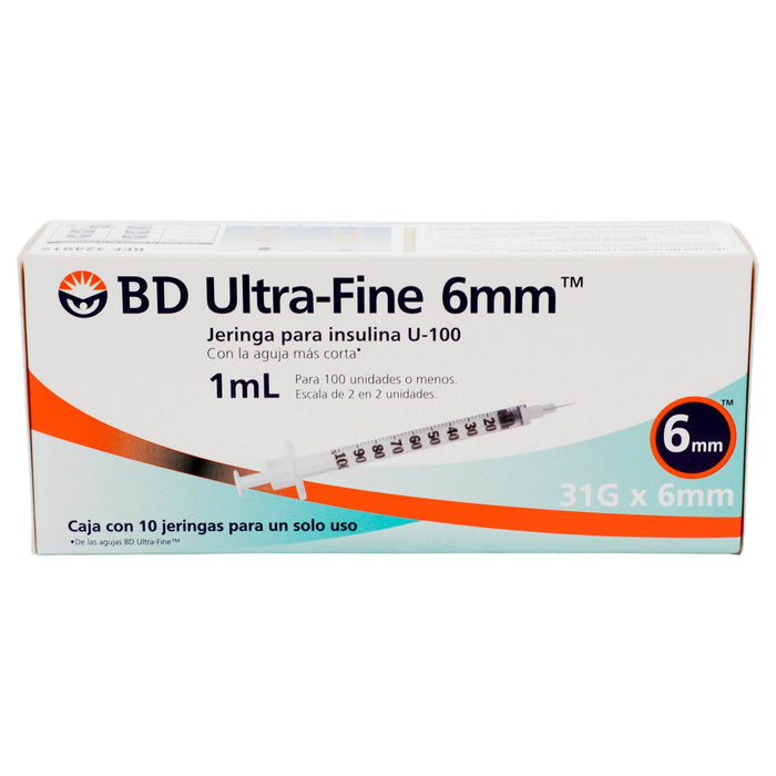 Jeringa Insulina Ultrafine Bd 1Ml 31Gx6Mm Con 10 - WeCare Pharma