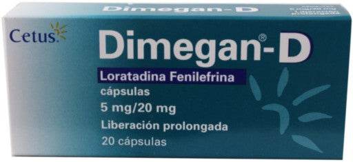 Dimegan-D 5Mg/20Mg Con 20 Capsulas (Loratadina/Fenilefrina) - WeCare Pharma