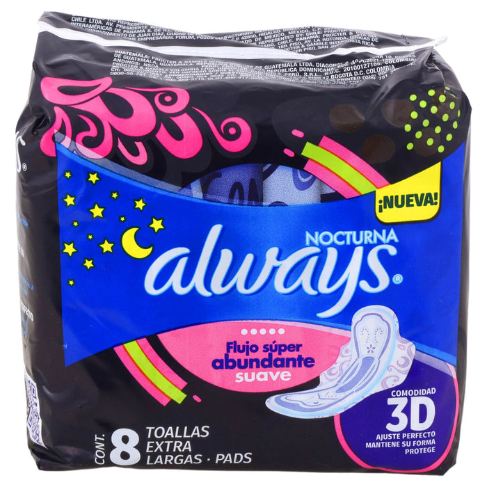 Toallas Always Noches Tranquilas Suave Con 8 - WeCare Pharma