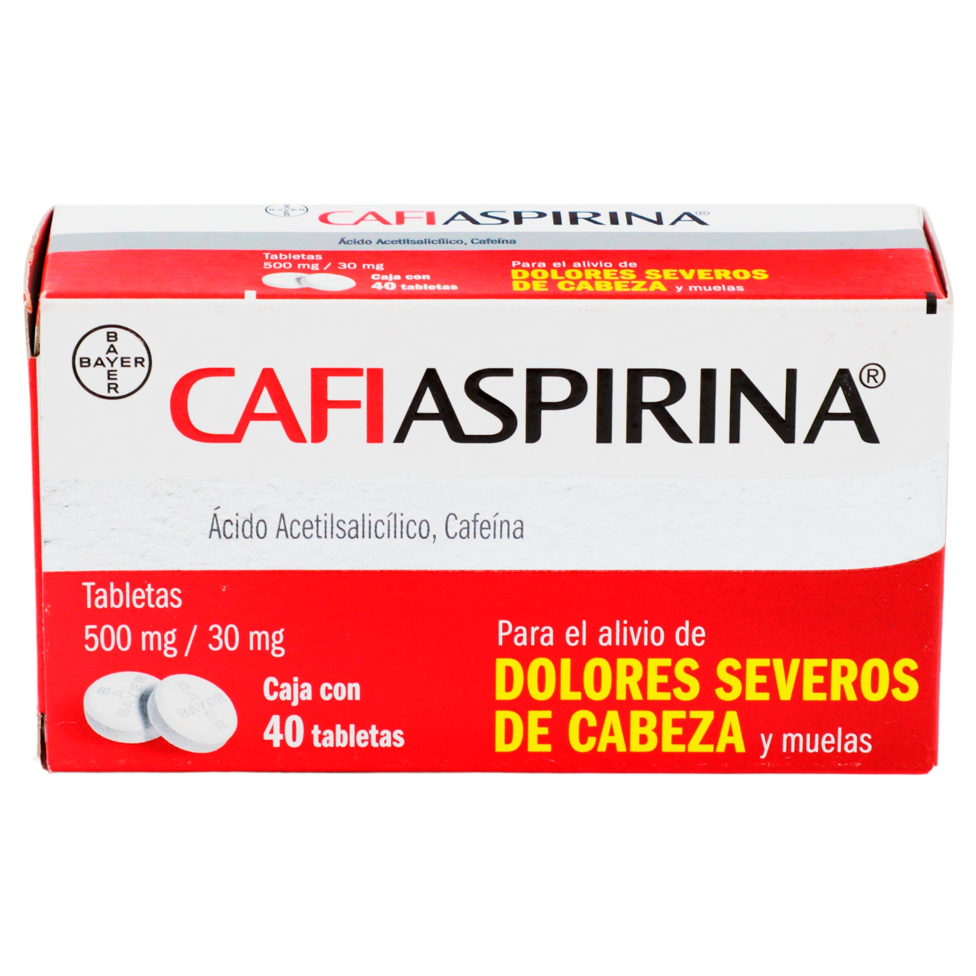 Cafiaspirina 500Mg/30Mg Con 40 Tabletas (Acido Acetilsalicilico/Cafeina) 2 - 7501008433676