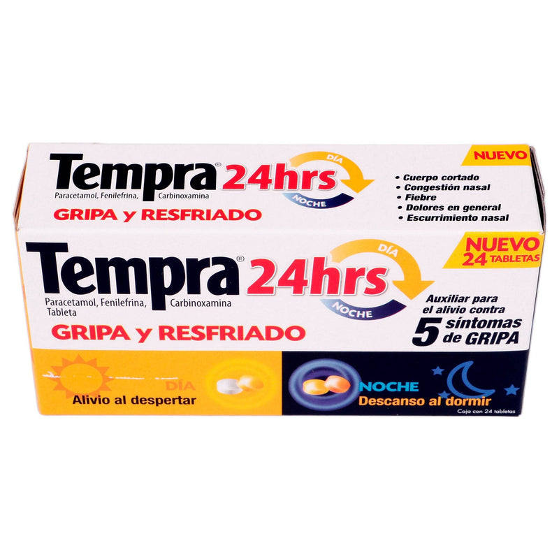 Tempra 24Hrs 400Mg/20Mg Con 24 Tabletas (Paracetamol/Fenilefrina/Carbinoxamina) - WeCare Pharma