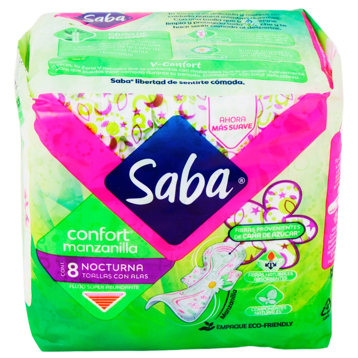 Toallas Femeninas Saba Confort Nocturna Con Alas Con 8 - WeCare Pharma