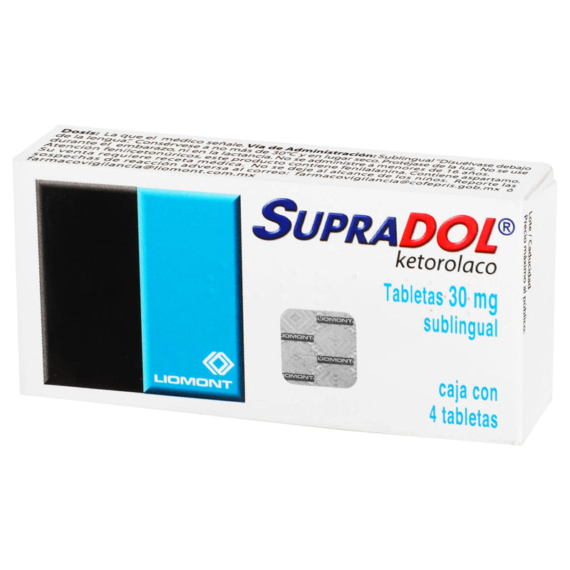 Supradol Sl 30Mg Con 4 Tabletas (Ketorolaco) - WeCare Pharma