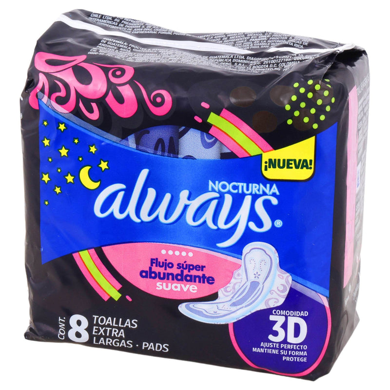 Toallas Always Noches Tranquilas Suave Con 8 - WeCare Pharma